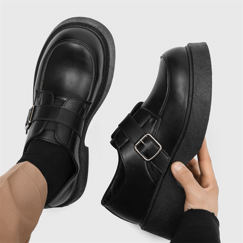 Muške PU derby cipele s povećanjem visine, vodootporne, okrugli vrh, peta 3-5 cm, vezice, proljetni britanski stil