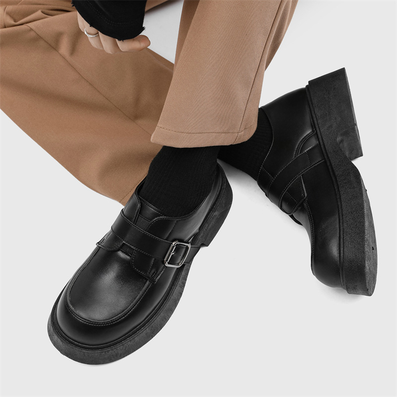 Muške PU derby cipele s povećanjem visine, vodootporne, okrugli vrh, peta 3-5 cm, vezice, proljetni britanski stil