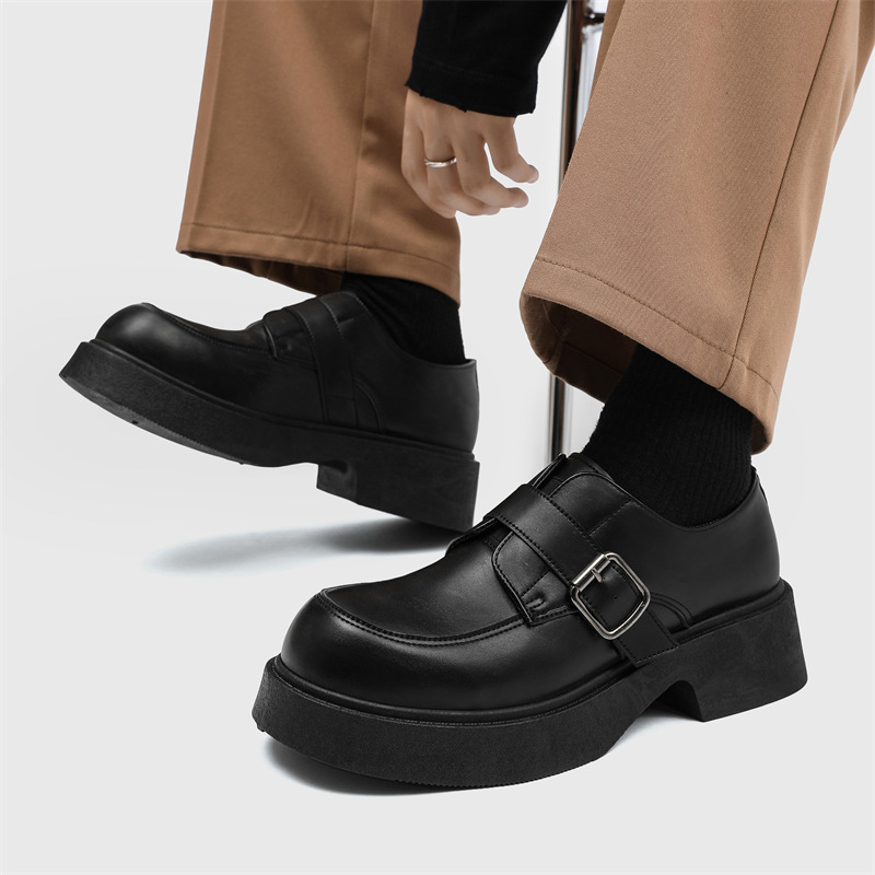 Muške PU derby cipele s povećanjem visine, vodootporne, okrugli vrh, peta 3-5 cm, vezice, proljetni britanski stil