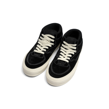 Pantofi cu platformă, talpă groasă, upper din nubuk de vițel și material textil, șireturi, unisex, talpă din cauciuc, înălțime toc 3–5 cm