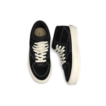 Pantofi cu platformă, talpă groasă, upper din nubuk de vițel și material textil, șireturi, unisex, talpă din cauciuc, înălțime toc 3–5 cm