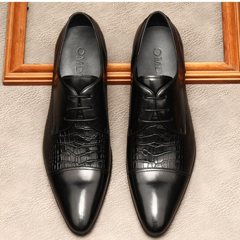 Muške Oxford cipele (brogues) – Gornjište teleće kože, Oštar nos, Gumeni đon, Prozračne, Poslovni stil