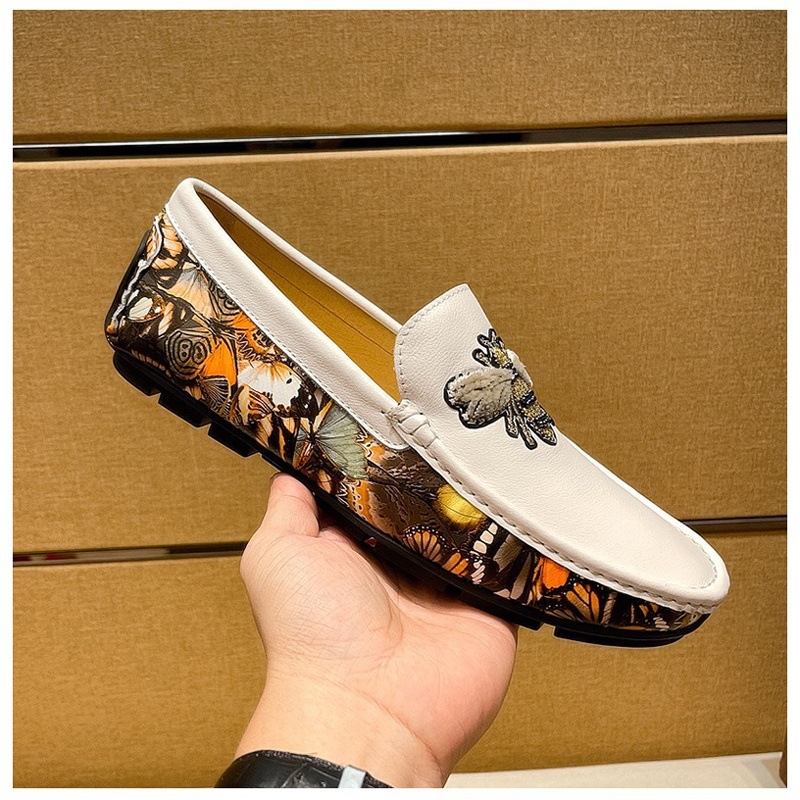Muške casual mokasine slip-on za vožnju (Gornji dio: koža prvog sloja; Uložak: ovčja koža; Potplat: guma; Uzorak: boja preljev)