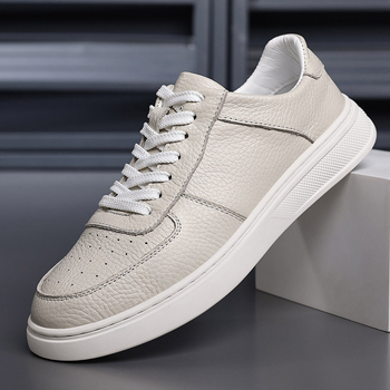 Pantofi sport din piele naturală, din piele de vițel de primă clasă, talpă din cauciuc, branț PU, închidere cu șireturi, toc mic 1–3 cm