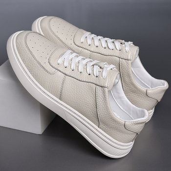 Pantofi sport din piele naturală, din piele de vițel de primă clasă, talpă din cauciuc, branț PU, închidere cu șireturi, toc mic 1–3 cm