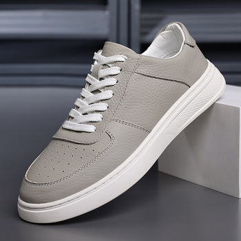 Pantofi sport din piele naturală, din piele de vițel de primă clasă, talpă din cauciuc, branț PU, închidere cu șireturi, toc mic 1–3 cm