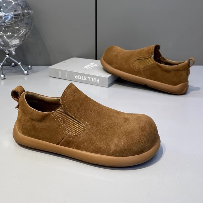 Muške slip-on cipele od PU gornjeg materijala, okrugli nos, gumeni potplat, nizak klin, dizajn za povećanje visine