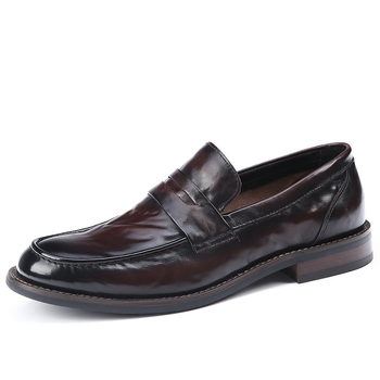 Muške casual poslovne slip-on mokasine s gumom, gornji dio od prave kože, kožni vrh prsta, niski dizajn, prozračne, protuklizne