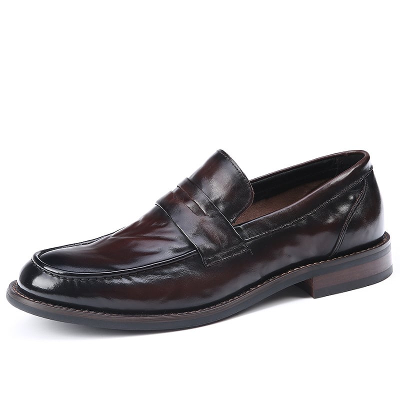 Muške casual poslovne slip-on mokasine s gumom, gornji dio od prave kože, kožni vrh prsta, niski dizajn, prozračne, protuklizne