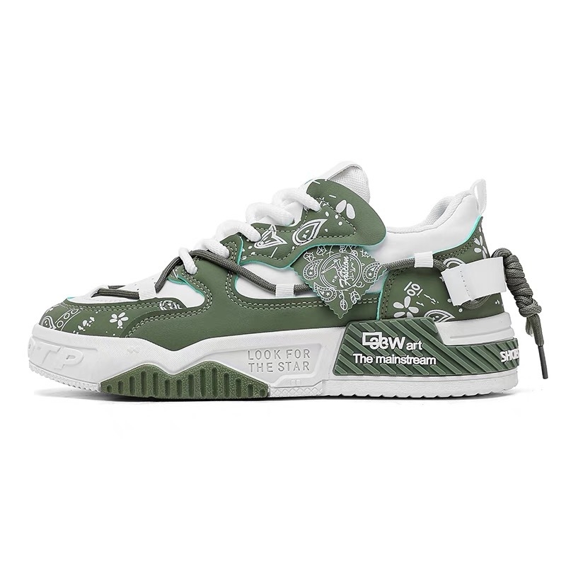 Pantofi sport pentru bărbați: vârf rotund, talpă groasă 3–5 cm, branț EVA, șireturi, stil coreean, design asortat de culori, primăvara 2025