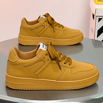 Pantofi skateboard pentru bărbați – vârf rotund, exterior din piele sintetică, talpă din cauciuc, branț EVA, talpă joasă