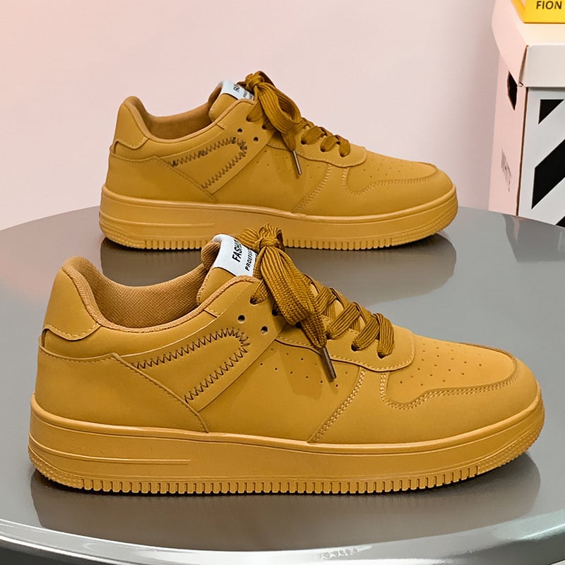 Pantofi skateboard pentru bărbați – vârf rotund, exterior din piele sintetică, talpă din cauciuc, branț EVA, talpă joasă