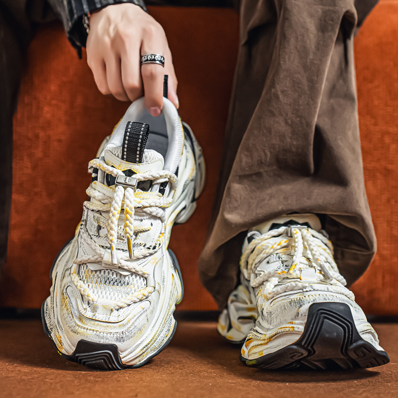 Pantofi casual pentru bărbați loaferi cu partea superioară din plasă, talpă din cauciuc, șireturi, model cu imprimeu animal