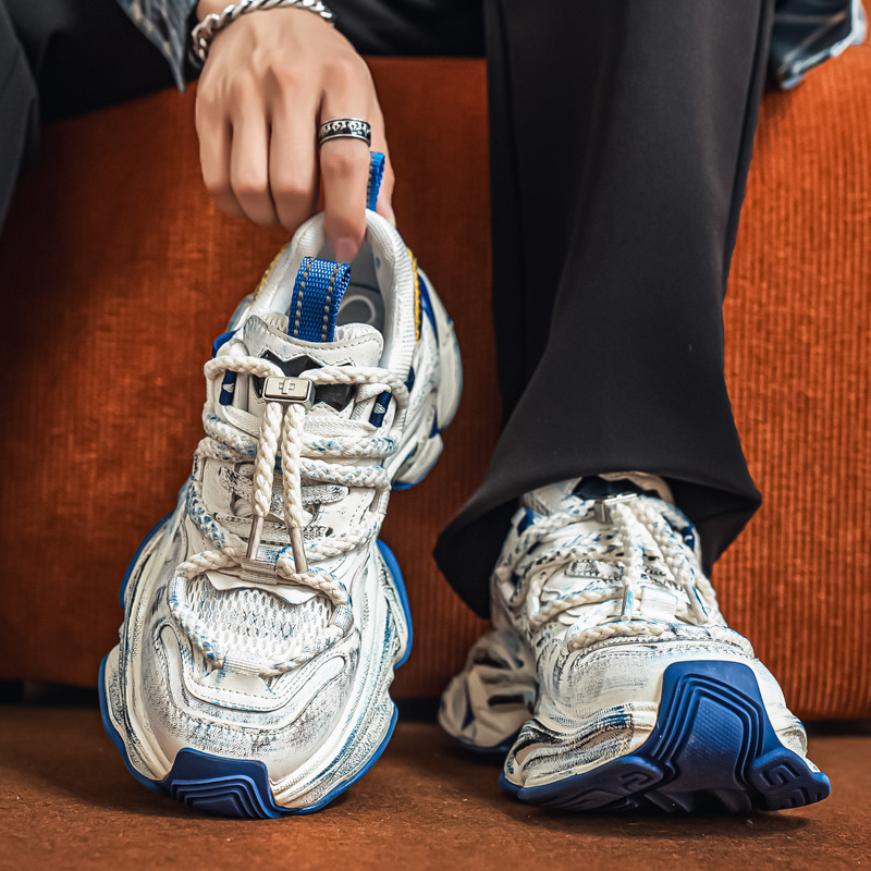 Pantofi casual pentru bărbați loaferi cu partea superioară din plasă, talpă din cauciuc, șireturi, model cu imprimeu animal