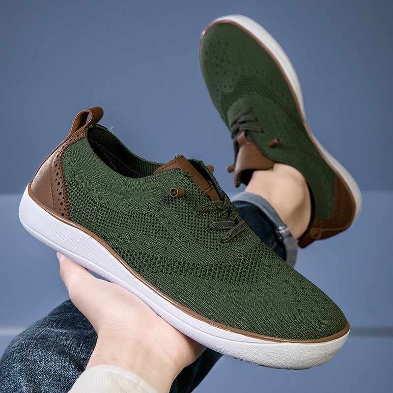 Mocasinuri bărbați cu suprafață din plasă respirabilă, închidere cu șiret, talpă Goodyear, toc redus