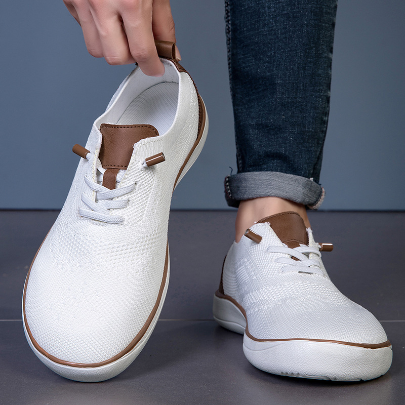 Mocasinuri bărbați cu suprafață din plasă respirabilă, închidere cu șiret, talpă Goodyear, toc redus