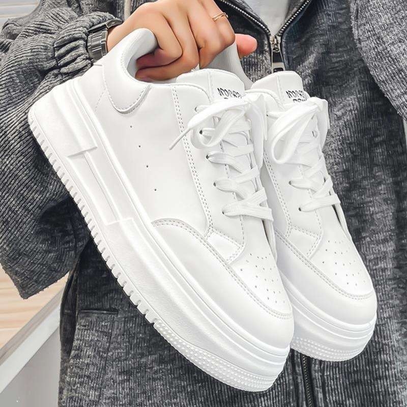 Sneakers, stil coreean, unisex, upper din piele sintetică, talpă din cauciuc