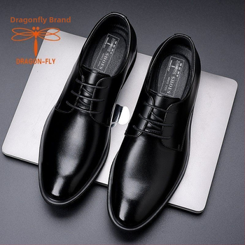 Vyriški odiniai verslo batai – Korėjos stiliaus, viršus iš dviejų sluoksnių jautienos odos, odinis piršto gaubtas, gumos padas, kvėpuojančios