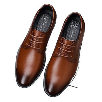 Vyriški odiniai verslo batai – Korėjos stiliaus, viršus iš dviejų sluoksnių jautienos odos, odinis piršto gaubtas, gumos padas, kvėpuojančios