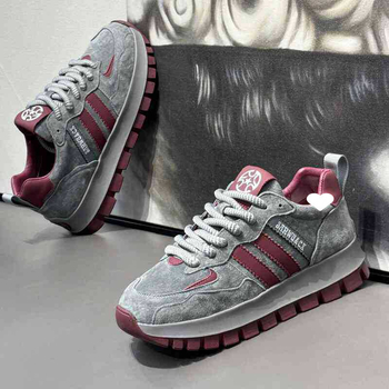 Pantofi sport bărbați tip Dad, din velur, talpă din cauciuc, înălțime medie, șireturi