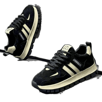 Pantofi sport bărbați tip Dad, din velur, talpă din cauciuc, înălțime medie, șireturi