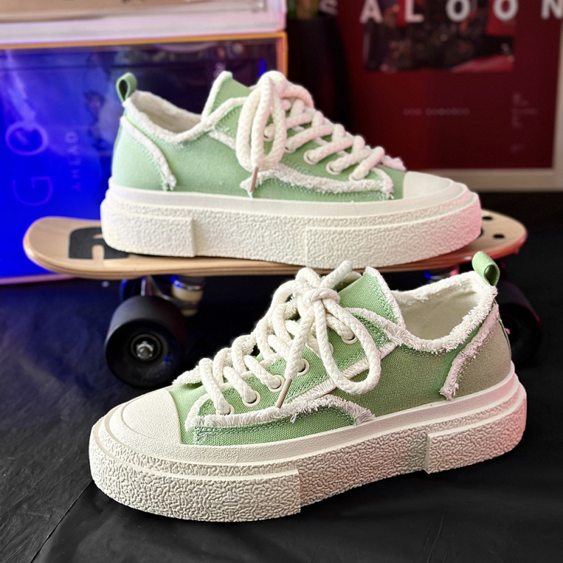 Skate tenisice, platneni gornji dio, zaobljeni vrh, koreanskog stila, vezanje šnurdama