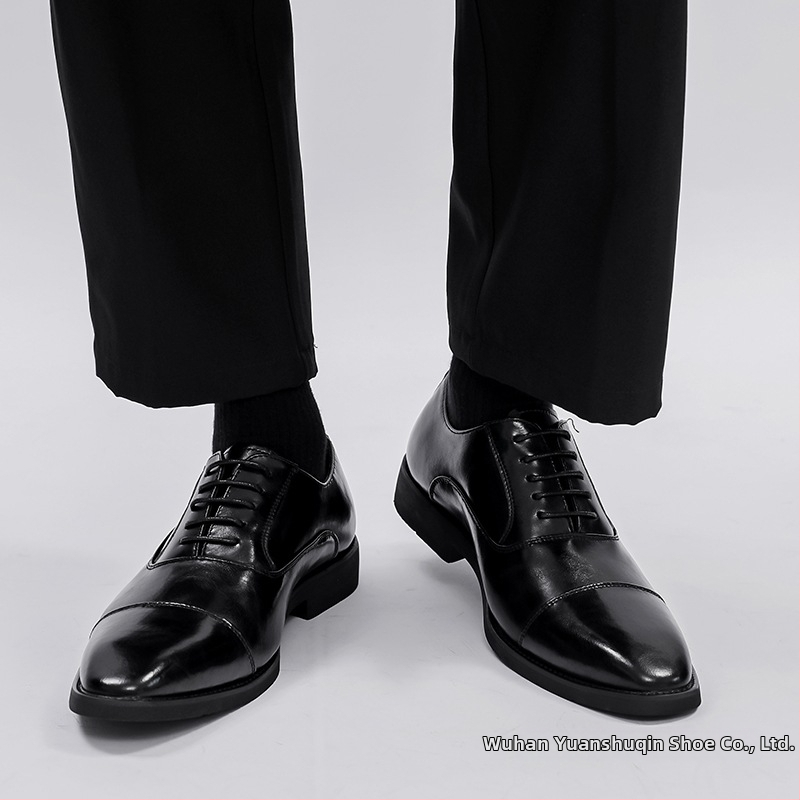 Vīriešu ādas Oxford kurpes biznesa stilam — zems profils, šņorēšana, virsma no dalītas ādas, gumijas zole, apaļš purns