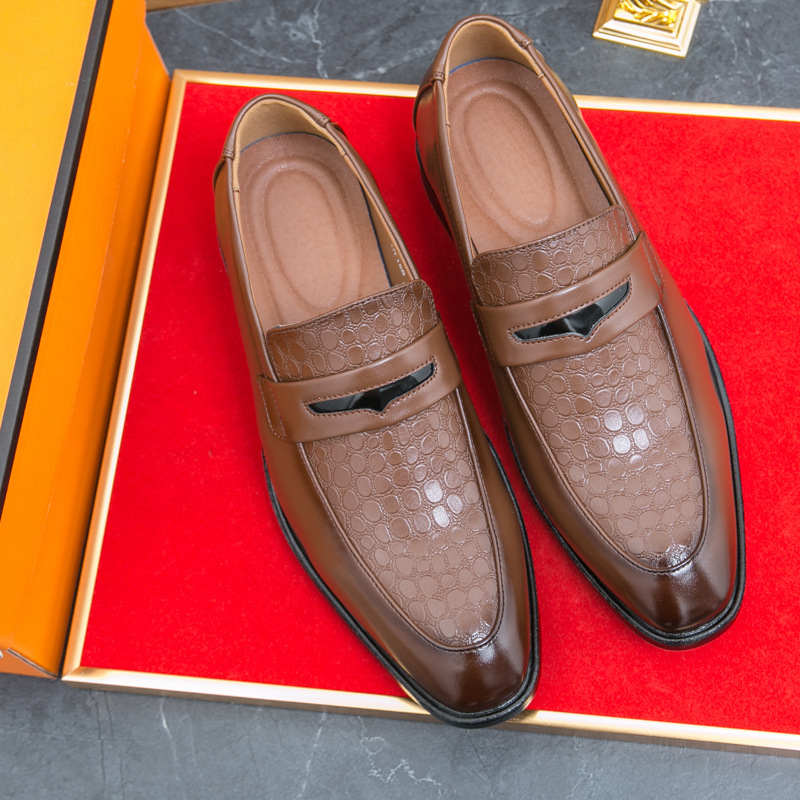 Vyriski PU viršutiniai slip-on loaferiai, gumine padas, vasara 2025, verslo kasdienybė