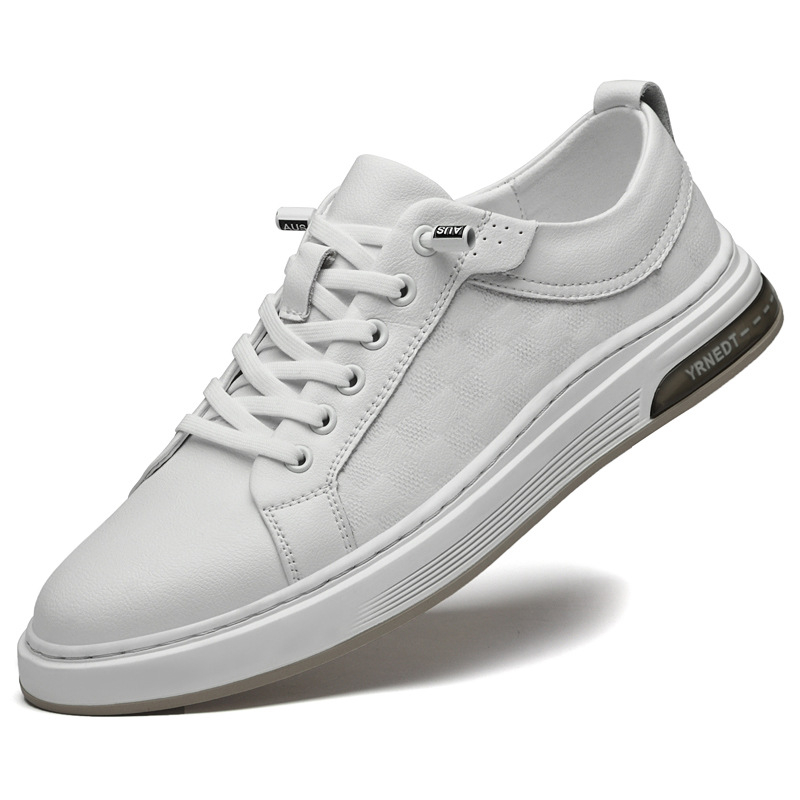 Muške tenisice za skateboard od prave kože, okrugli vrh, elastično slip-on zatvaranje, gumeni potplat