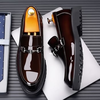 Vīriešu Derby kurpes no īstas ādas, lakota āda, apaļa purns, zems papēdis 1–3 cm, iekšējā zole no dabīgās ādas, elpojošas