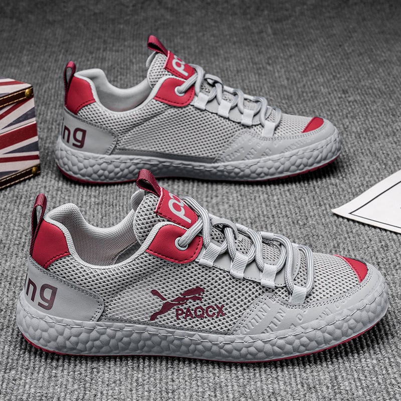 Vyriski tinkliniai kvėpuojantys laisvalaikio sportbačiai raišteliais, lengvi, žemas profilio dizainas, PVC padas (Viršus: megztas; Raišteliai; Pralaidumas ir atsparumas dėvėjimui; PVC padalas; Žemas profilis)