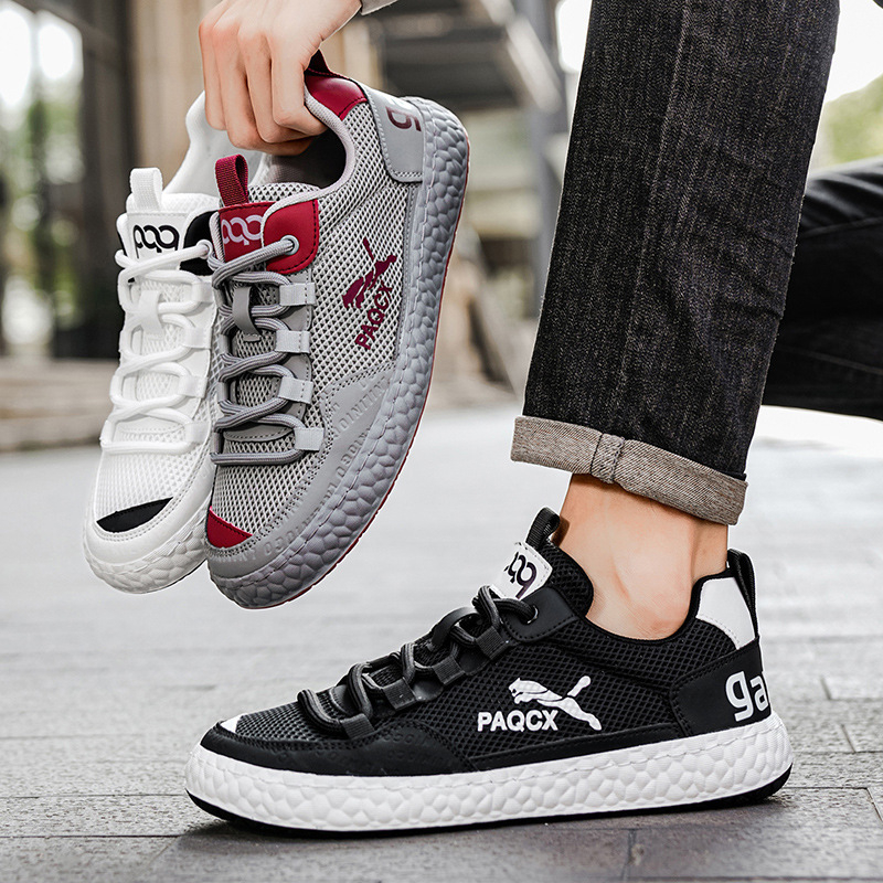 Vyriski tinkliniai kvėpuojantys laisvalaikio sportbačiai raišteliais, lengvi, žemas profilio dizainas, PVC padas (Viršus: megztas; Raišteliai; Pralaidumas ir atsparumas dėvėjimui; PVC padalas; Žemas profilis)