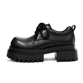 Vyriniai loaferiai su stora padu, aukštį didinantis dizainas, britiško stiliaus, odinė viršutinė dalis, apvali nosis