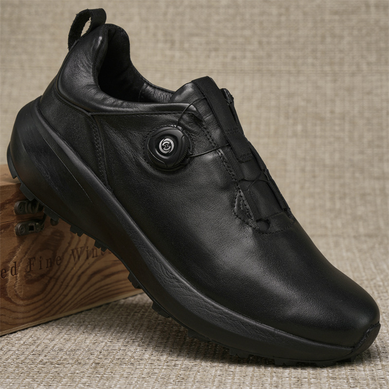 Muške kožne casual cipele s debelom potplatom, gornji dio od teleće kože, gumena potplata, okrugli vrh, srednja visina peta 3-5 cm, prednje kopčanje remenom