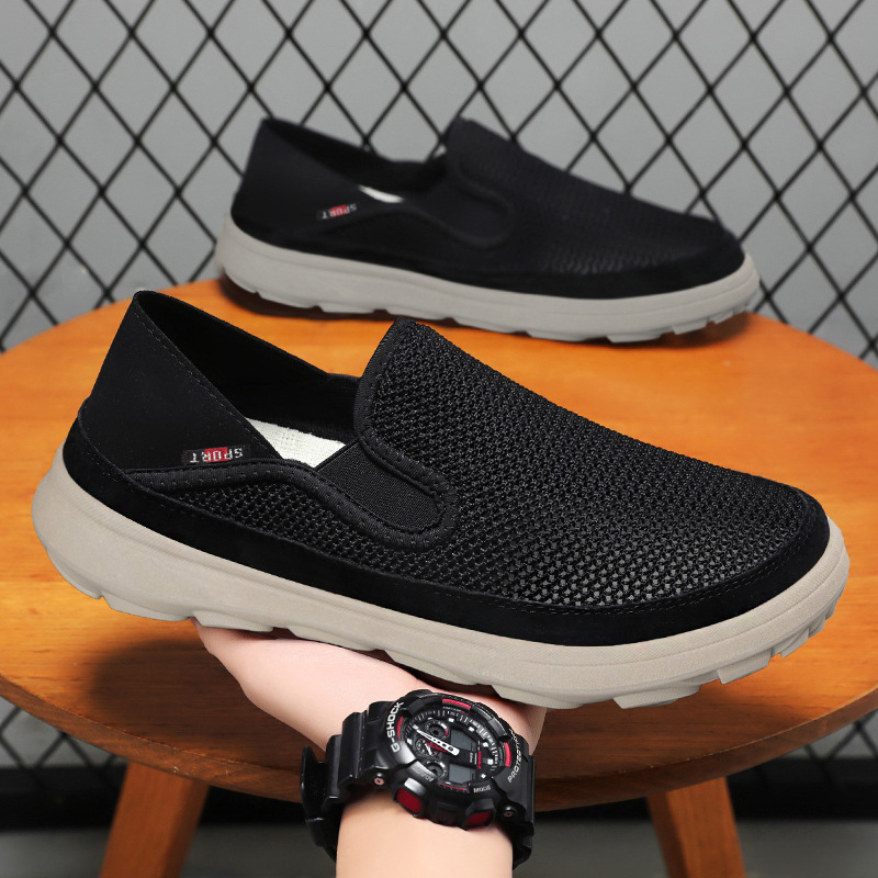 Vyriški Slip-On bateliai iš drobės, kvėpuojantys, be kvapo, žemas viršus, PVC pada injekciniu formavimu, įdėklas Dali medvilnės