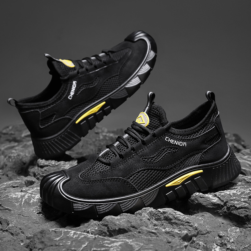 Pantofi sport bărbați din plasă, respirabili, casual, cu vârf rotund, șireturi, branț EVA, talpă PVC