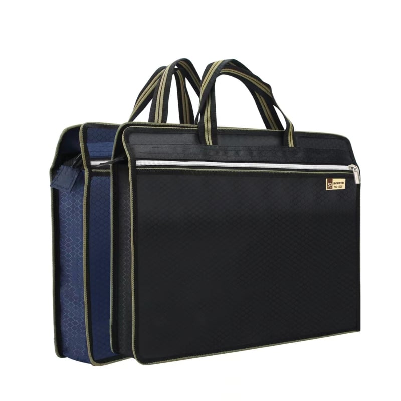 Мъжка делова чанта от Oxford плат Fu Eight с цип и клиновиден кант