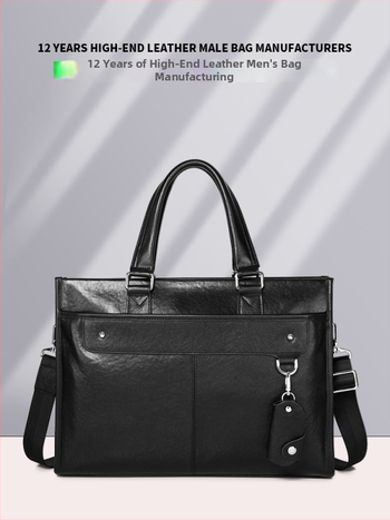Cafen Kelvri kožená business taška, prvotriedna hovädzia koža, vodotesná taška na notebook s polyesterovou podšívkou