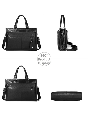 Cafen Kelvri kožená business taška, prvotriedna hovädzia koža, vodotesná taška na notebook s polyesterovou podšívkou