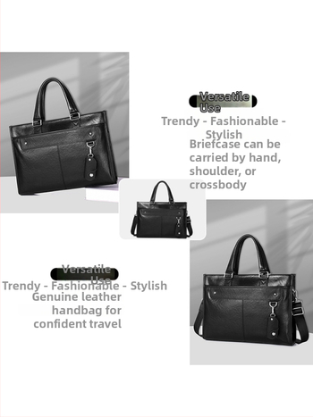 Cafen Kelvri kožená business taška, prvotriedna hovädzia koža, vodotesná taška na notebook s polyesterovou podšívkou