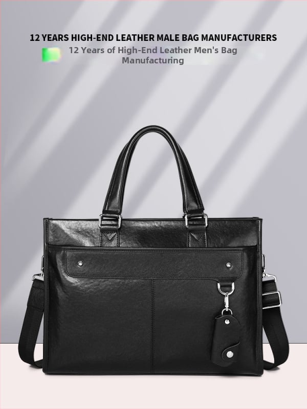 Cafen Kelvri kožená business taška, prvotriedna hovädzia koža, vodotesná taška na notebook s polyesterovou podšívkou