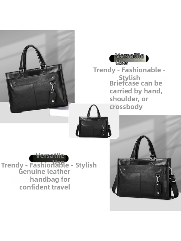 Cafen Kelvri kožená business taška, prvotriedna hovädzia koža, vodotesná taška na notebook s polyesterovou podšívkou