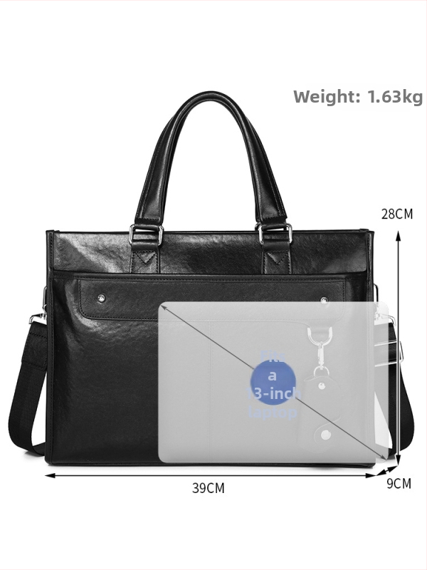 Cafen Kelvri kožená business taška, prvotriedna hovädzia koža, vodotesná taška na notebook s polyesterovou podšívkou