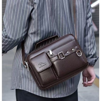 Muška PU torba preko ramena, crossbody stil, vodootporna, ultralaka, otporna na habanje, podstava od poliestera, jednobojna