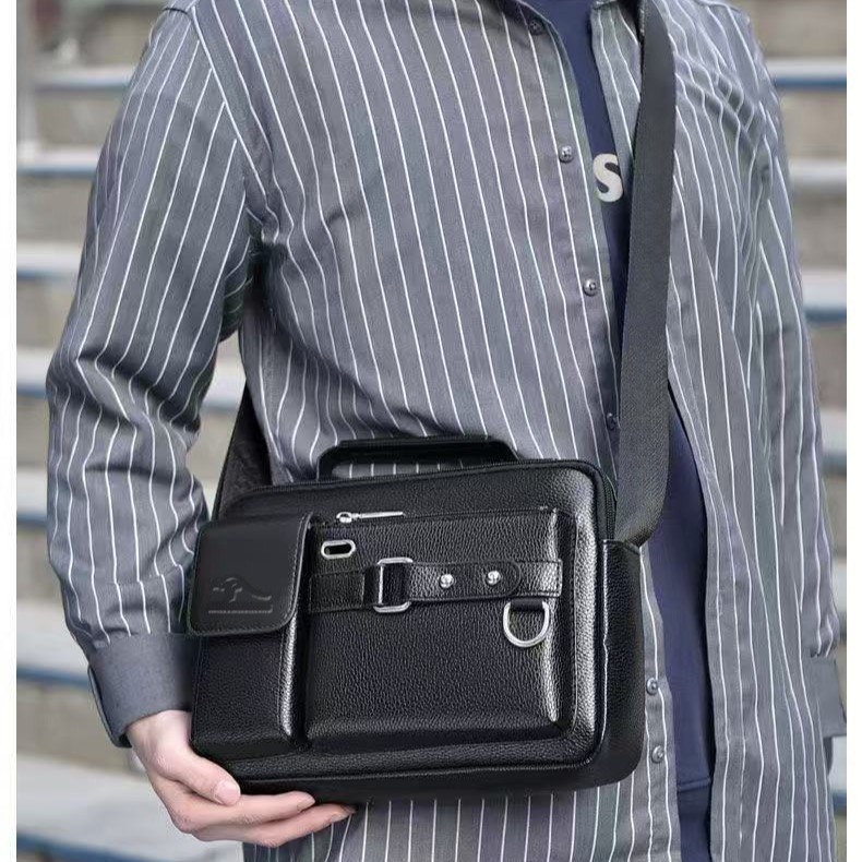 Muška PU torba preko ramena, crossbody stil, vodootporna, ultralaka, otporna na habanje, podstava od poliestera, jednobojna
