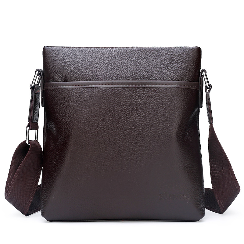 Muška torba preko ramena - Prava koža, Vertikalni kvadratni oblik, Zip, Model 1018CL, S jednim remenom za rame