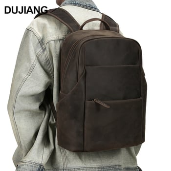 DUJIANG muški ruksak od prave kože, prvog sloja, 20–35L, kompatibilan s laptopom, otporan na habanje