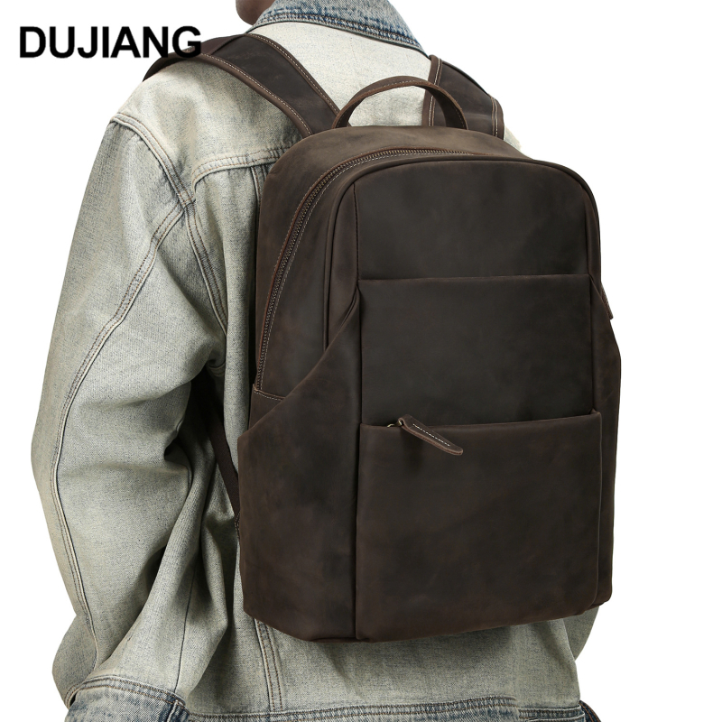 DUJIANG muški ruksak od prave kože, prvog sloja, 20–35L, kompatibilan s laptopom, otporan na habanje