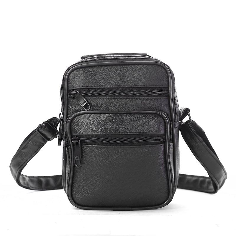 Férfiak számára készült crossbody bőrtáska, valódi bőrből, két rétegű marhabőr, vízálló, nagy kapacitás üzleti utazásokhoz.