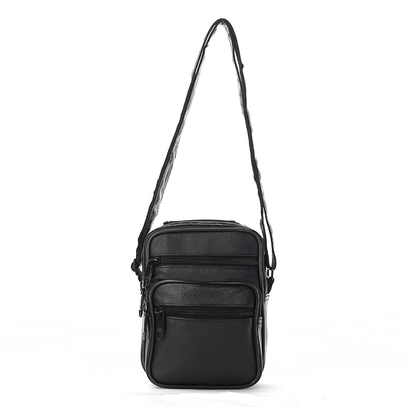Férfiak számára készült crossbody bőrtáska, valódi bőrből, két rétegű marhabőr, vízálló, nagy kapacitás üzleti utazásokhoz.